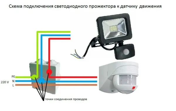 Схемы подключения и настройка датчика движения для включения освещения