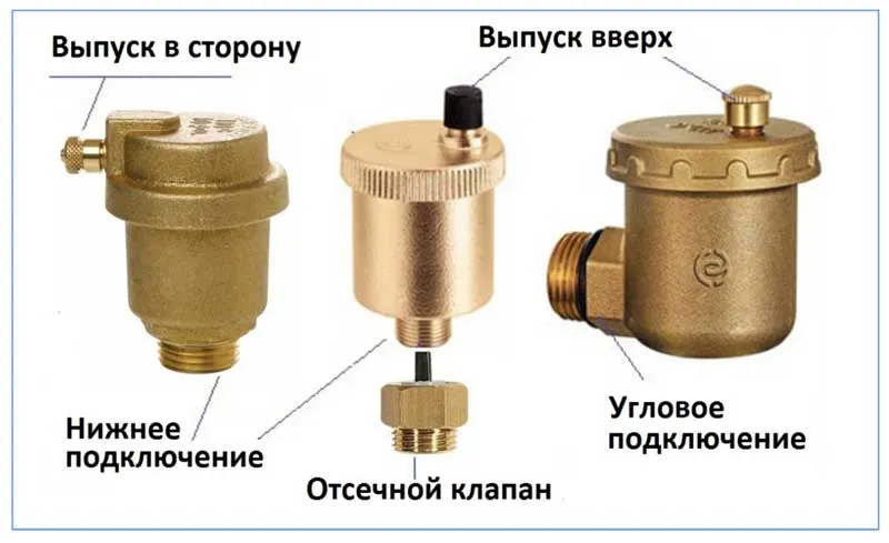 Виды автоматических воздухоотводчиков