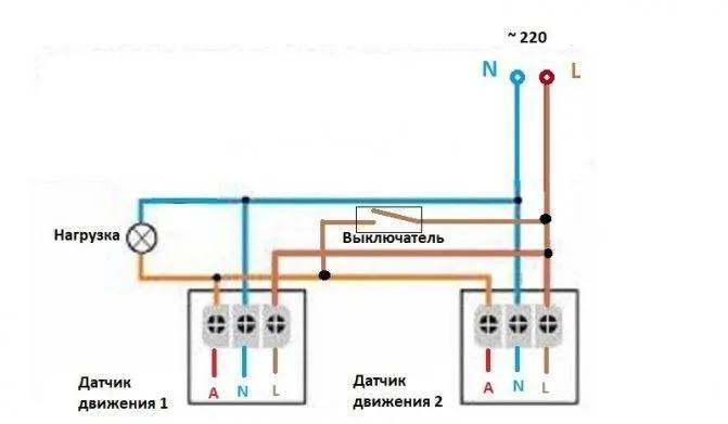 Особенности подключения датчиков движения для освещения: схема подключения через выключатель