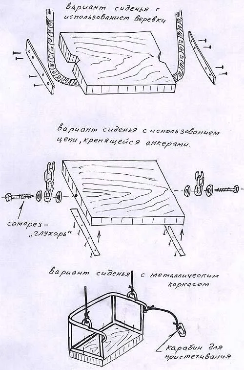Варианыт крепления сиденья для качели