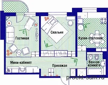 перепланировка двухкомнатной квартиры