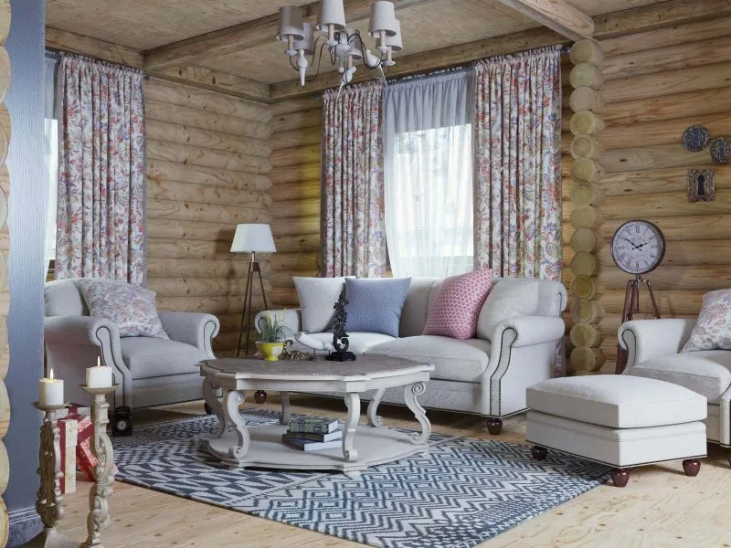 Интерьер в стиле Прованс в деревянном доме