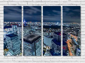 Модульная картина Ночная панорама небоскребов