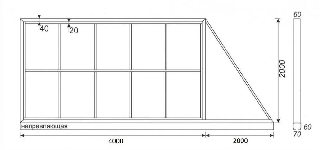 Чертеж сдвижных ворот