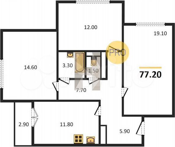 3-к. квартира, 77,2 м², 9/17 эт. на ... 3-к. квартира, 77,2 м², 9/17 эт. на ...