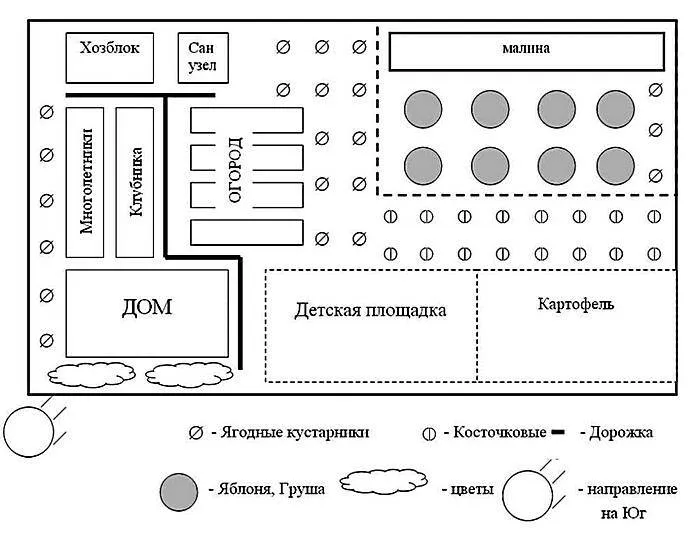 Схема посадки сада и огорода на участке