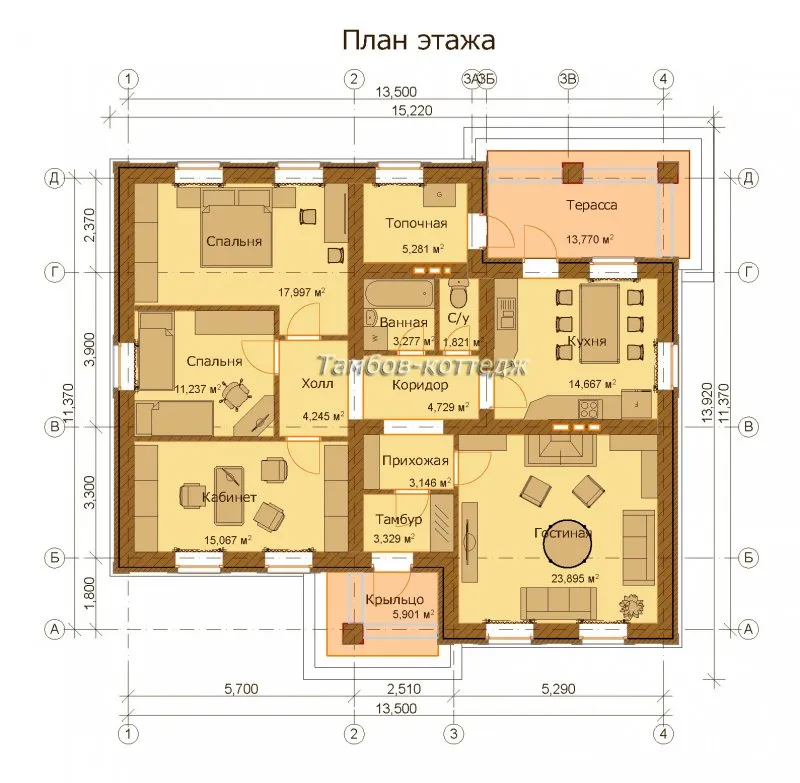 Планировка дома 5 комнат одноэтажный