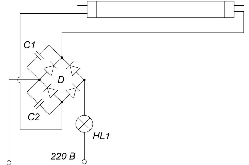подключение лампы дневного света без дросселя