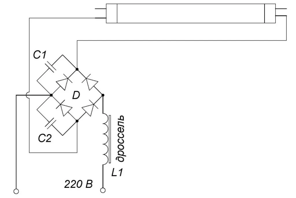 схема подключения люминесцентных ламп без стартера