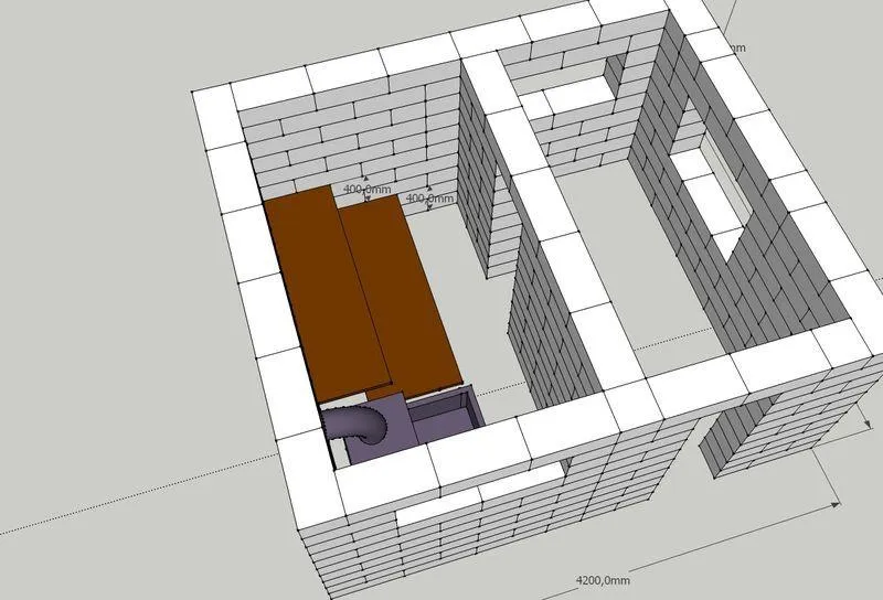 Пример чертежа бани из блоков