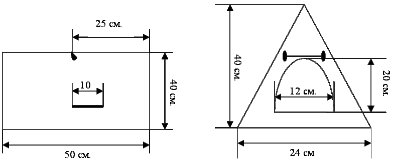 Треугольный зимний домик для кошки, чертеж